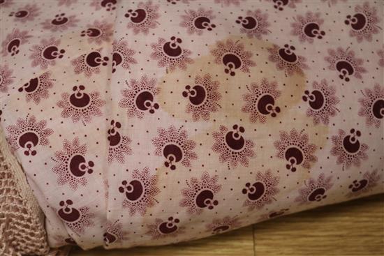 A Chinese embroidered silk bed cover and a similar table frontal shawls